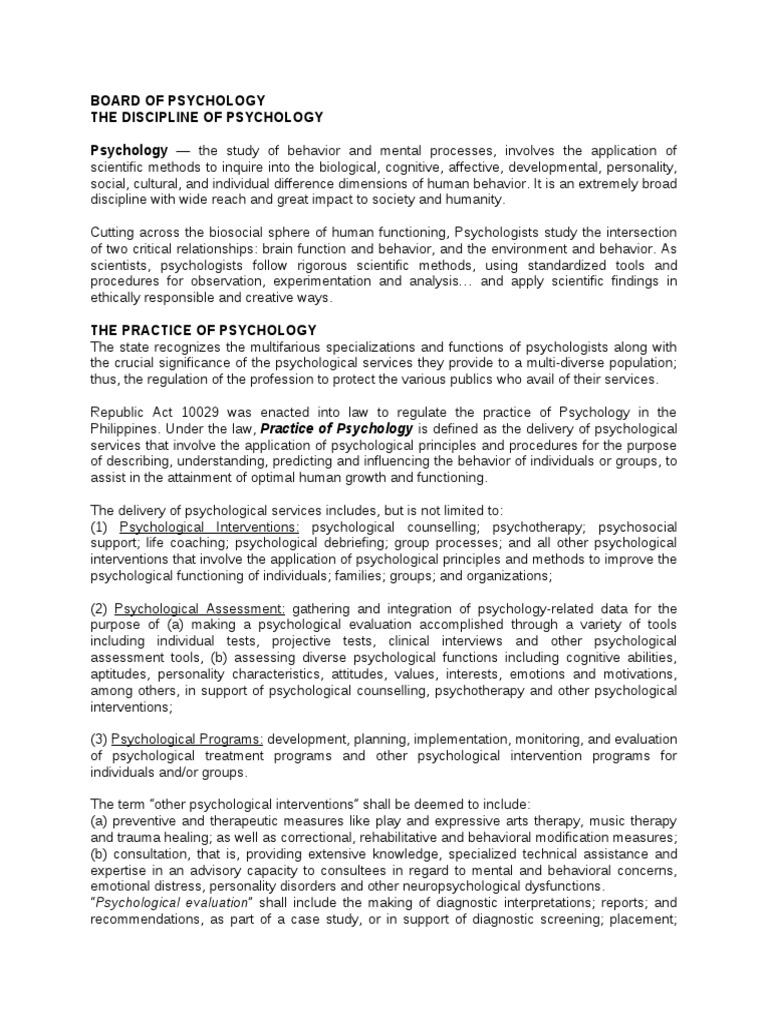 Board Of Psychology Psych By Prc Psychological - 