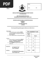 Form 2 English Mid-Year 2014 Examination (PT3 Formatted Exam)