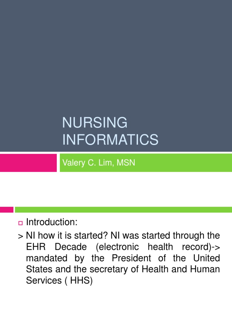 History of Nursing Informatics Evolution | PDF | Electronic Health ...