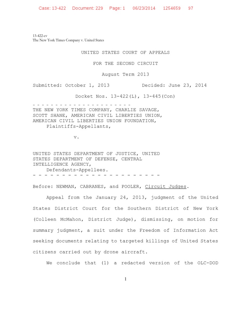 Justice Department memo Targeted Killing Freedom Of Information Act