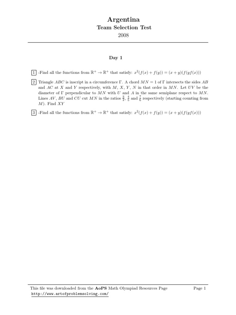 Argentina Team Selection Test 2008 | PDF