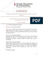 Agenda de Junho e Julho de 2014