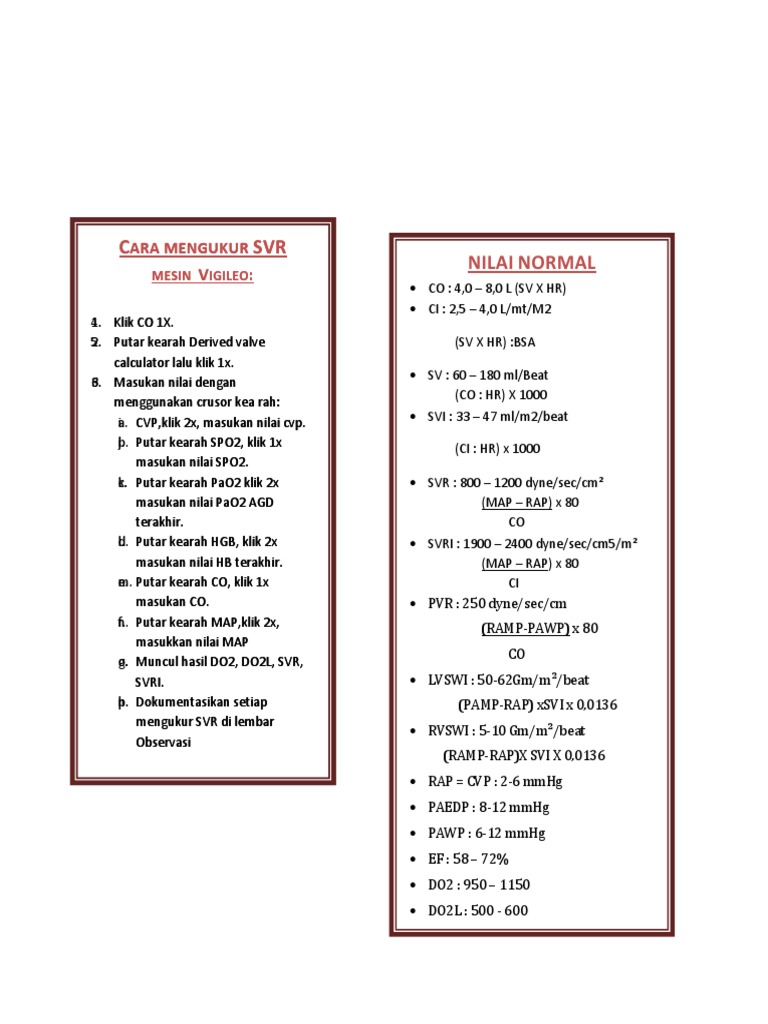 Panduan Pengukuran SVR dan Nilai Normal | PDF | Metode & Bahan Ajar ...