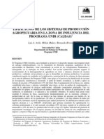 Tipificacion de Los Sistemas de Produccion Agorpecuario en La Zona de Influencia de Caldas