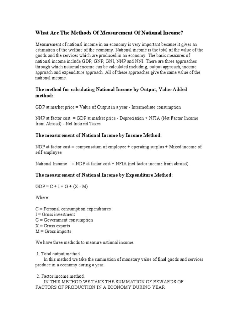 Methods of Measuring National Income | PDF