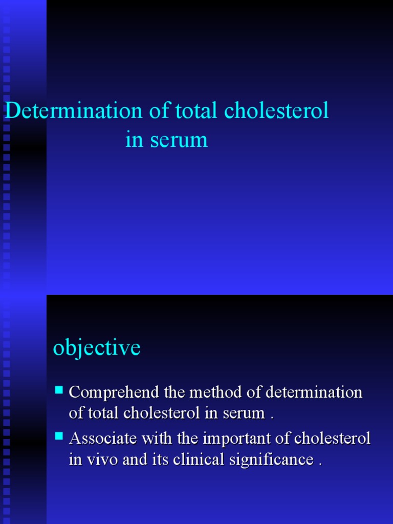 Determination of Total Cholesterol in Serum PDF Cholesterol