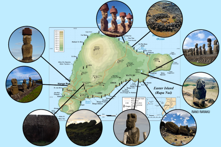 Moai's location on Easter Island