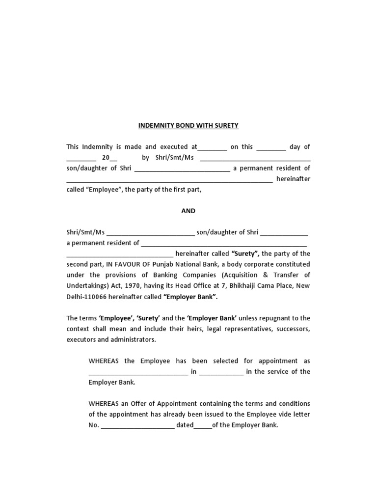 Indemnity Bond | Debt | Government