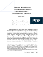 Política e Decadência: O Envolvimento Crítico de Nietzsche Com A Modernidade Européia