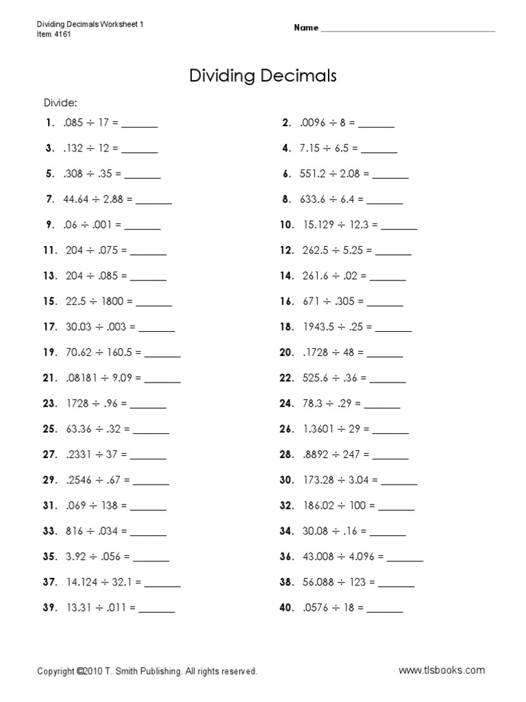 Dividing decimals 1