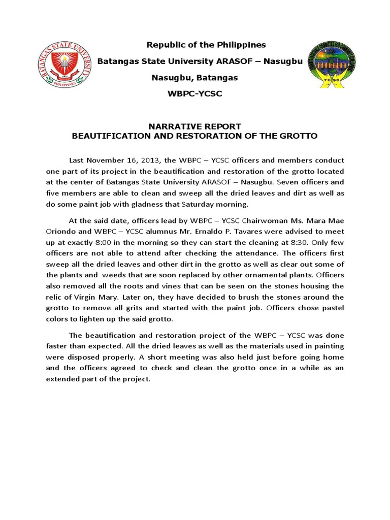 Beautification of Grotto Report | PDF
