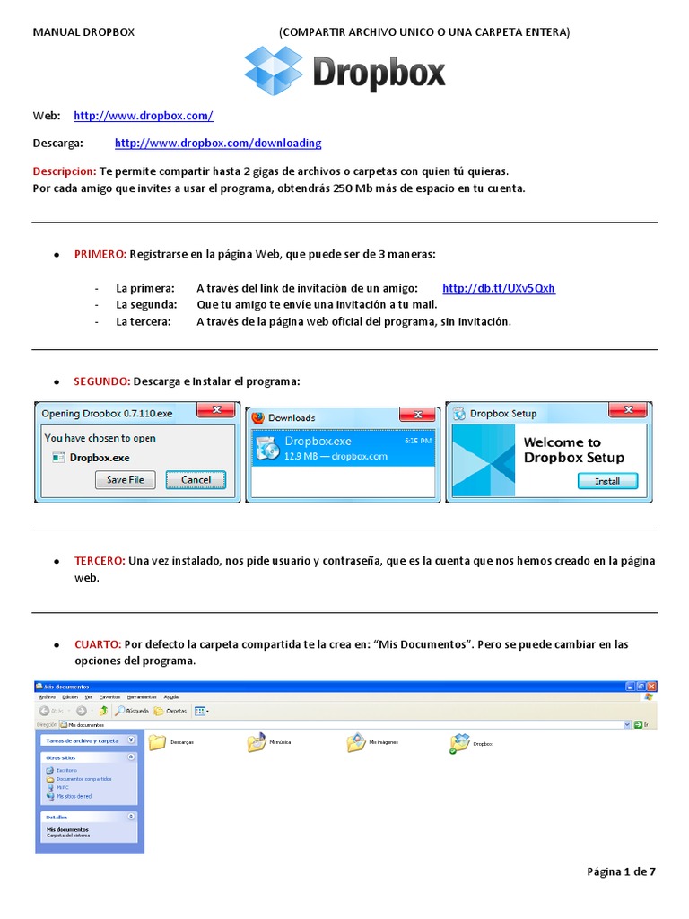 Manual de Uso de Dropbox | PDF | Correo electrónico | Archivo de ...