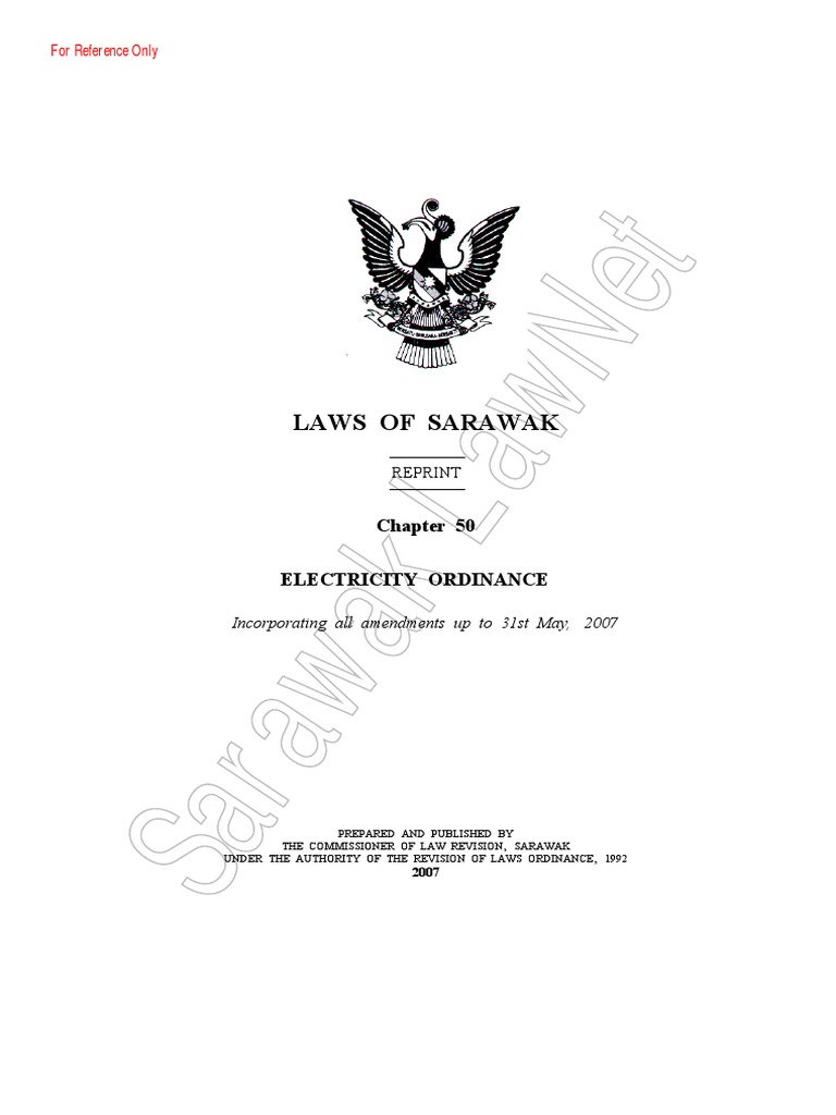 Law of Sarawak Electricity Ordinance PDF License Electric Power