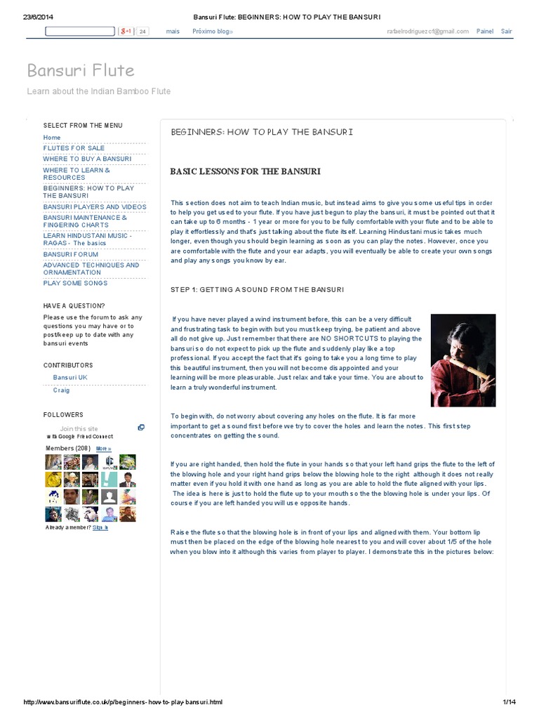 Bansuri Flute Beginners How To Play The Bansuri PDF Classical And Art Music Traditions