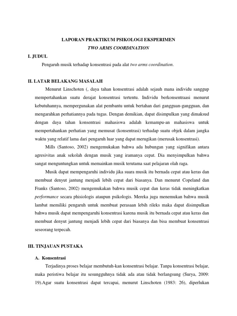Laporan Praktikum Psikologi Eksperimen