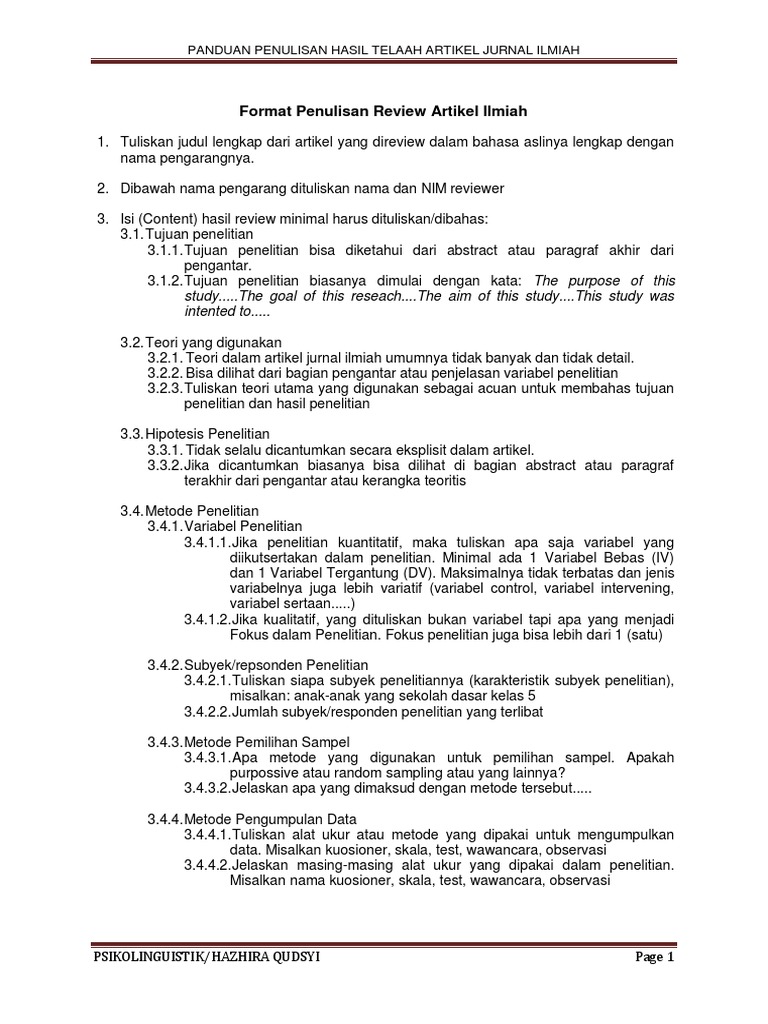 Format Penulisan Review Artikel Ilmiah Pdf