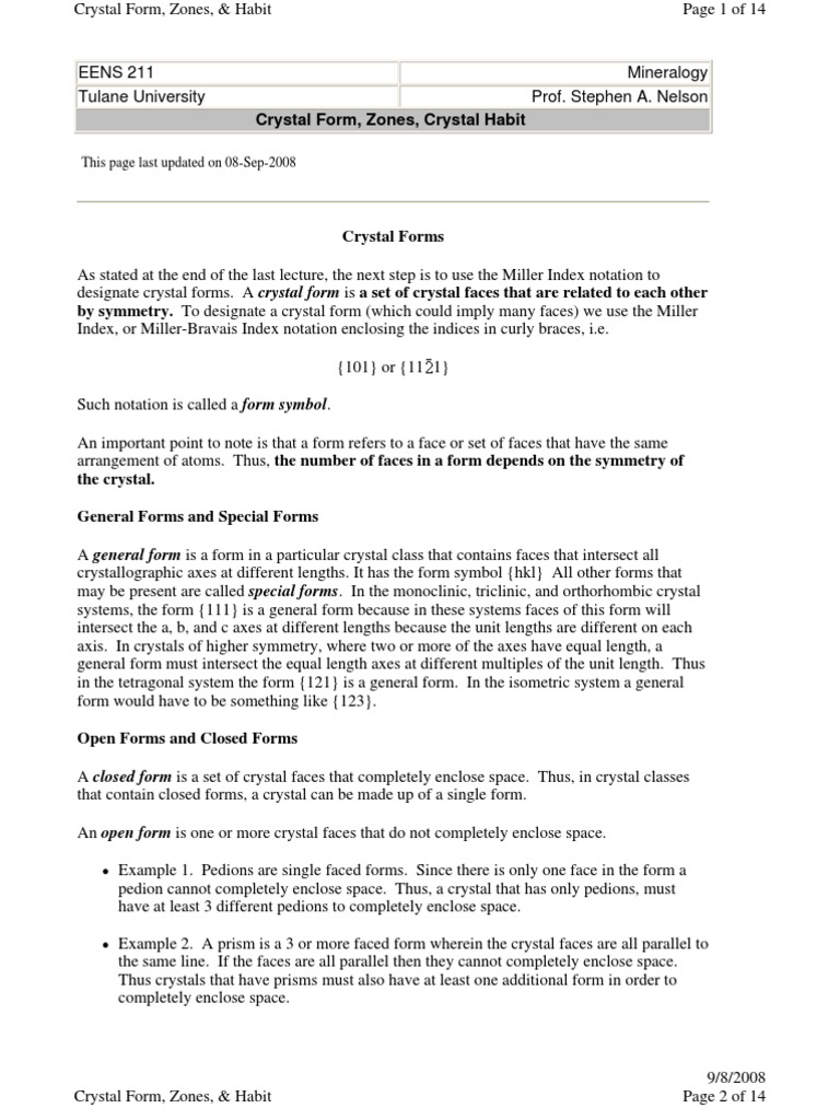 Crystal Form, Zones, Crystal Habit: This Page Last Updated On 08-Sep ...