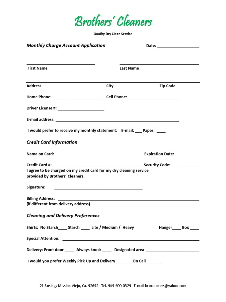 Monthly Charge Account Application | PDF | Career & Growth | Business