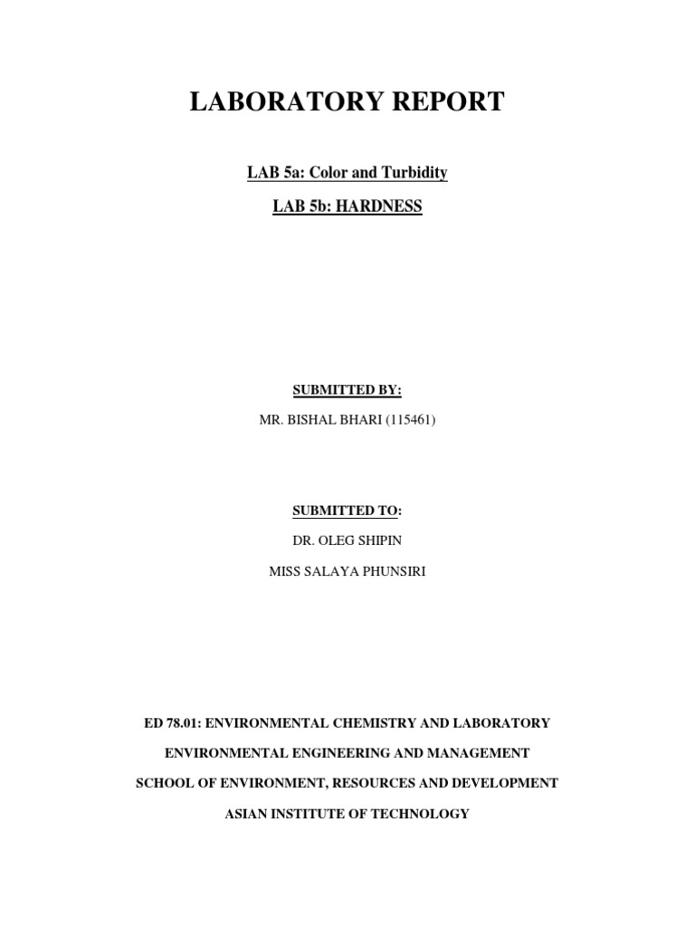 Color and Turbidity Analysis Report | PDF | Alkalinity | Carbonate