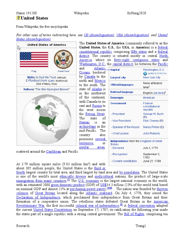 United States U S State The United States
