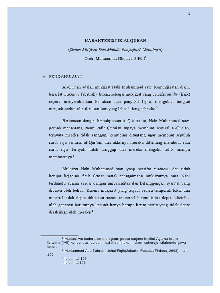 3 Ghazali Karakteristik Mukjizat Dan Uslub Pdf