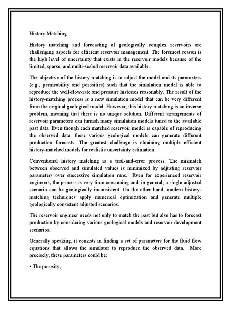 History Matching PDF Computer Simulation Forecasting