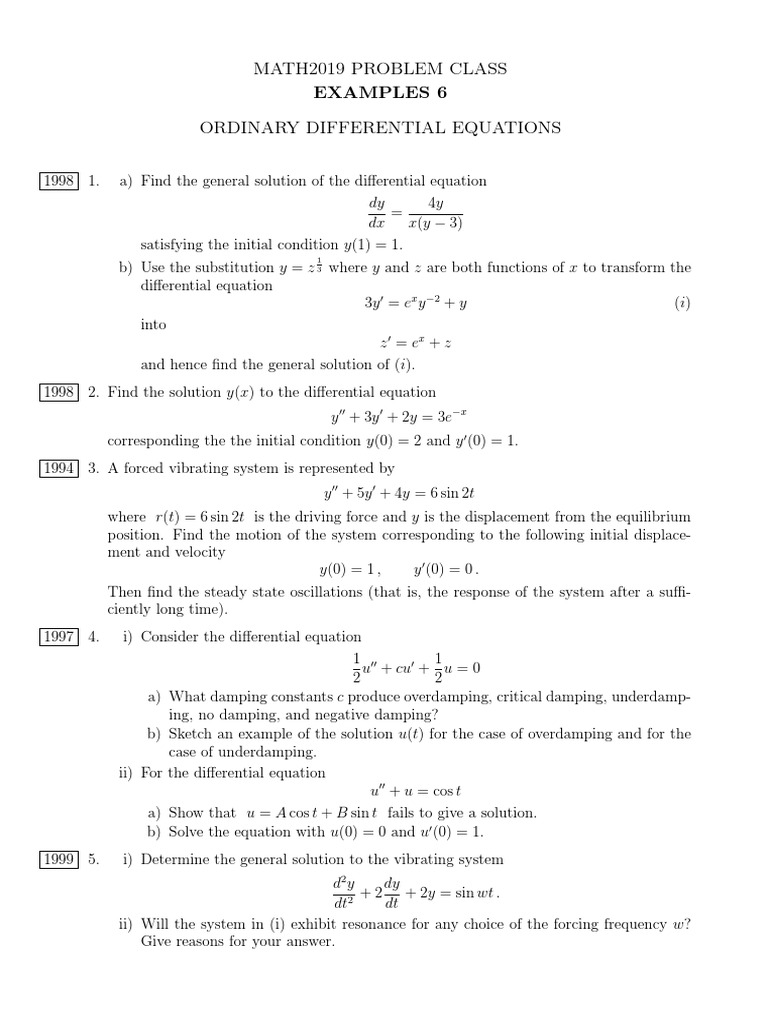 Differential Equations Problem Set | PDF | Science & Mathematics