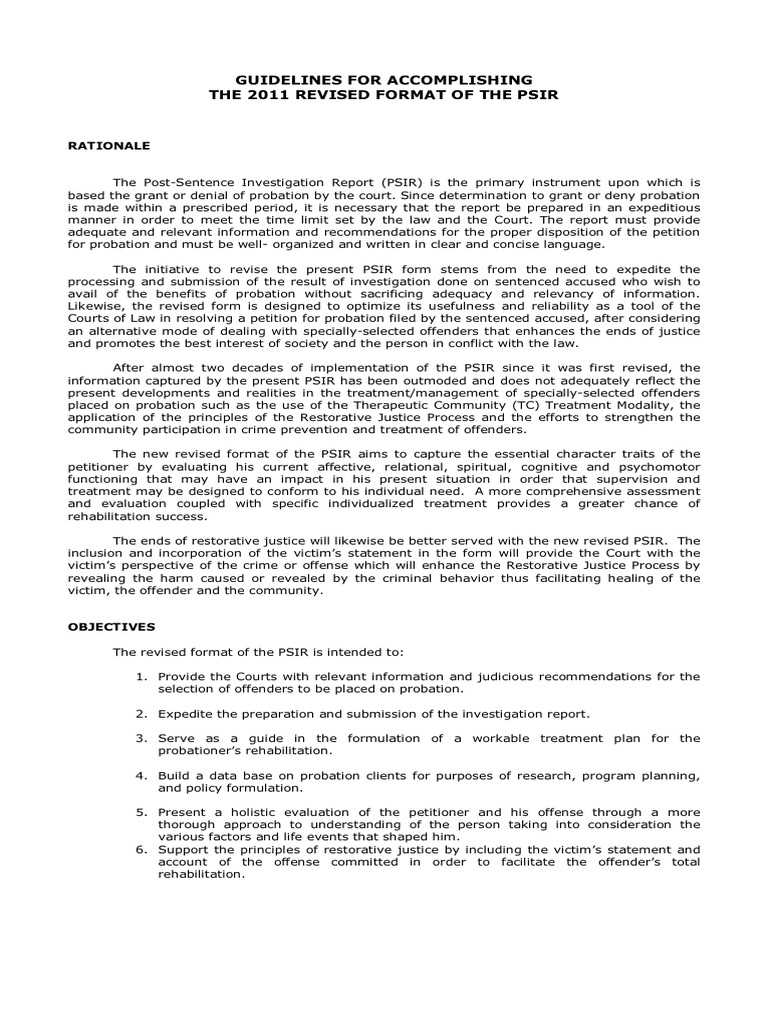 Understanding PSIR in Probation | PDF | Probation | Restorative Justice