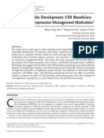 CSR For Sustainable Development: CSR Bene Ficiary Positioning and Impression Management Motivation
