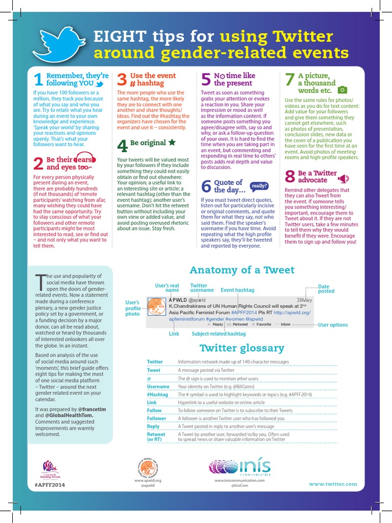8 Twitter Tips for Gender Events | PDF | Twitter | Hashtag
