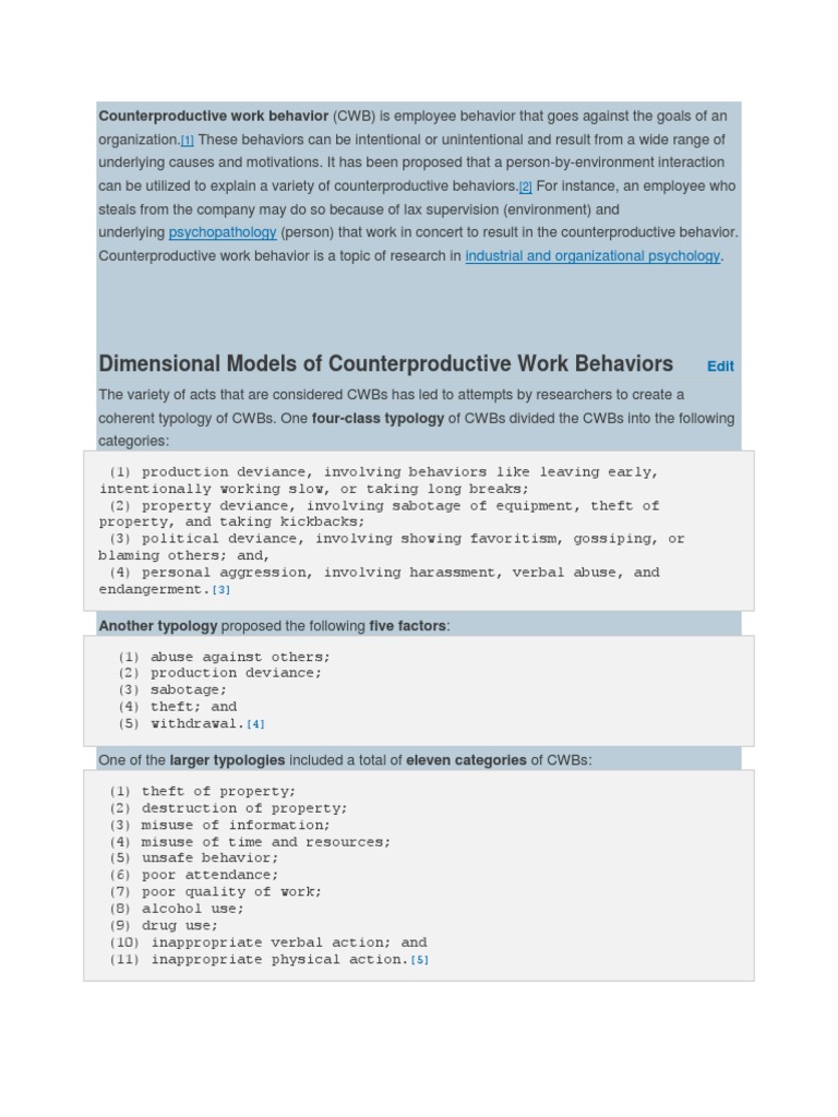 Types of Counterproductive Work Behavior | PDF | Academic Discipline ...