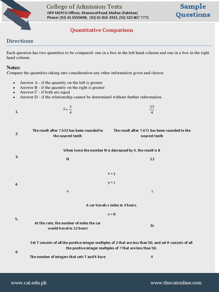 Quantitative Comparison in Engineering | PDF | Numbers | Teaching ...