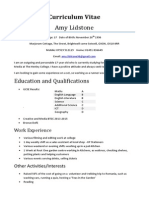Curriculum Vitae: Amy Lidstone