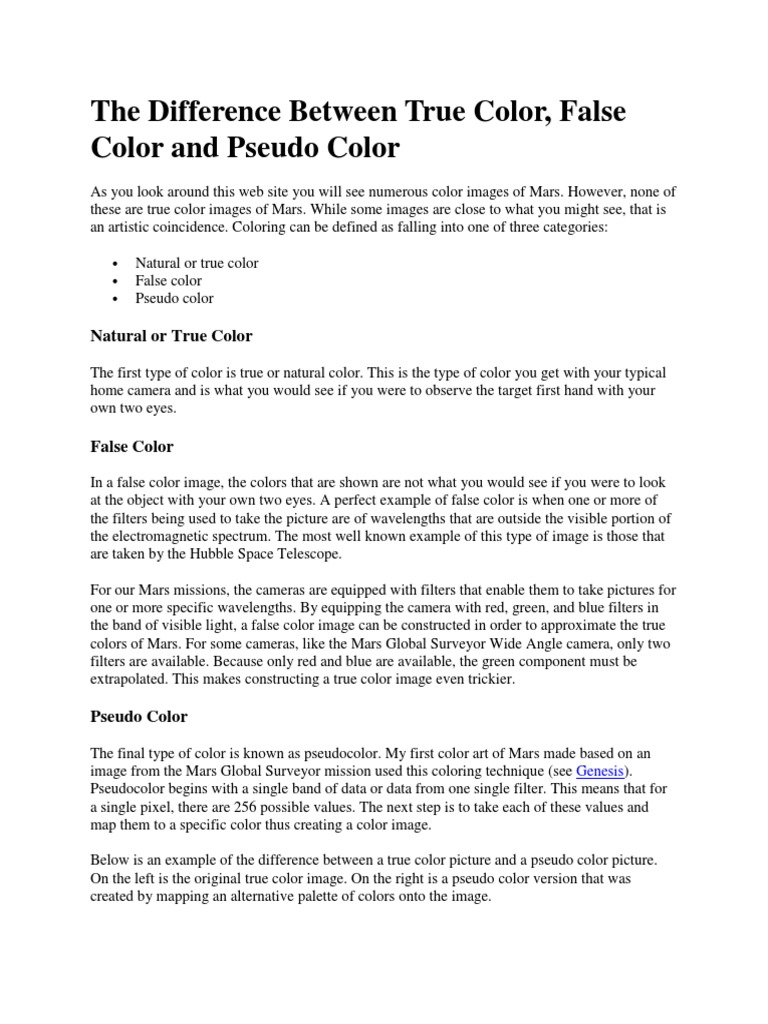 True Color vs. False and Pseudo Color | PDF