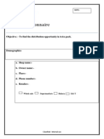 Sample Questionnaire: Objective: - To Find The Distribution Opportunity in Tetra Pack