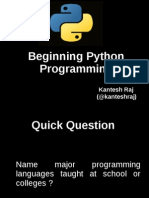 Beginning Python Programming: Kantesh Raj (@kanteshraj)