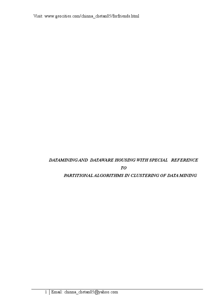 Datamining and Dataware Housing With Special Reference TO Partitional ...
