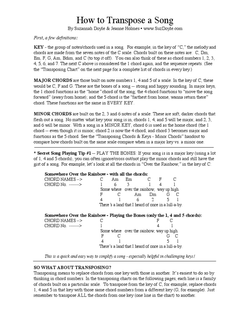 How To Transpose A Song | PDF | Chord (Music) | Harmony
