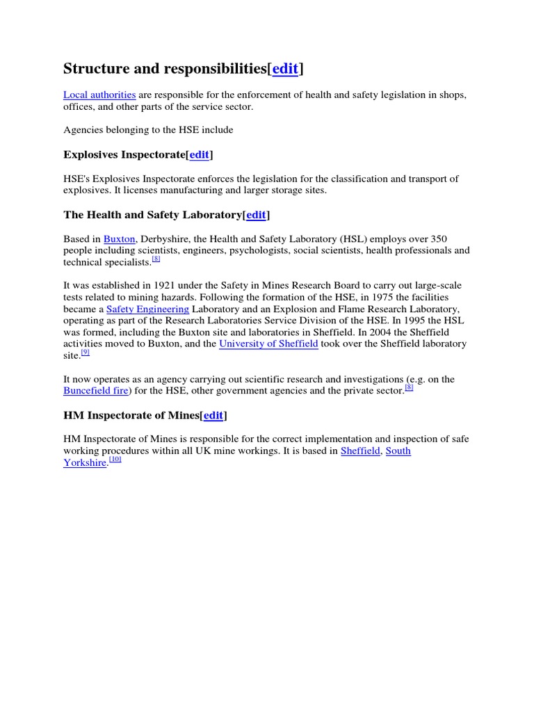 Structure and Responsibilities : Explosives Inspectorate | PDF ...