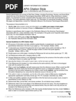 APA Quick Reference Sheet for Students | Apa Style | Citation