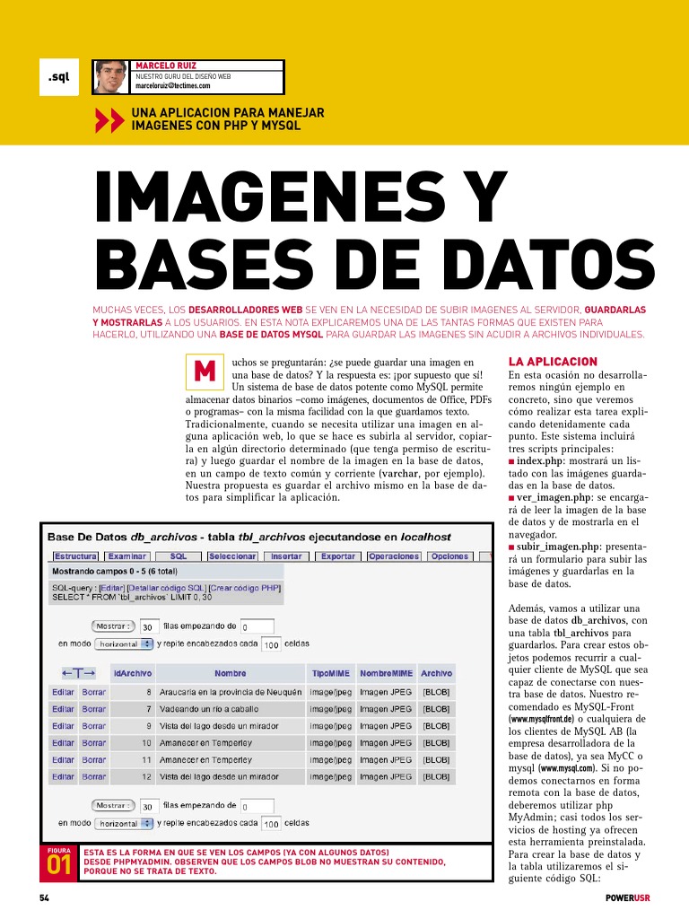 Imágenes en Bases de Datos MySQL | PDF | Mi sql | Tabla (base de datos)