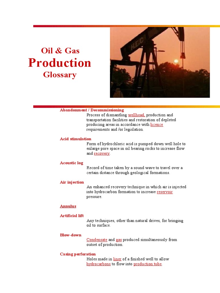 Oil and Gas Glossary PDF Natural Gas Petroleum Reservoir