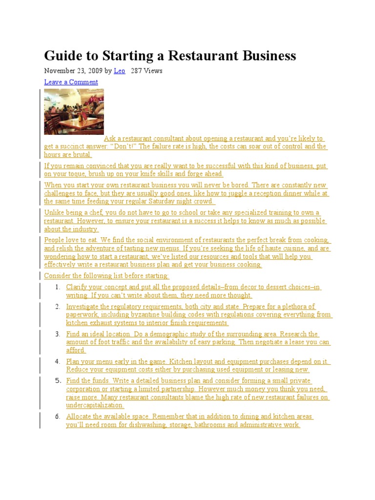 Guide To Starting A Restaurant Business | PDF | Fruit Preserves | Breads