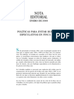 Politicas Para Evitar Burbujas Especulativas en Finca Raiz