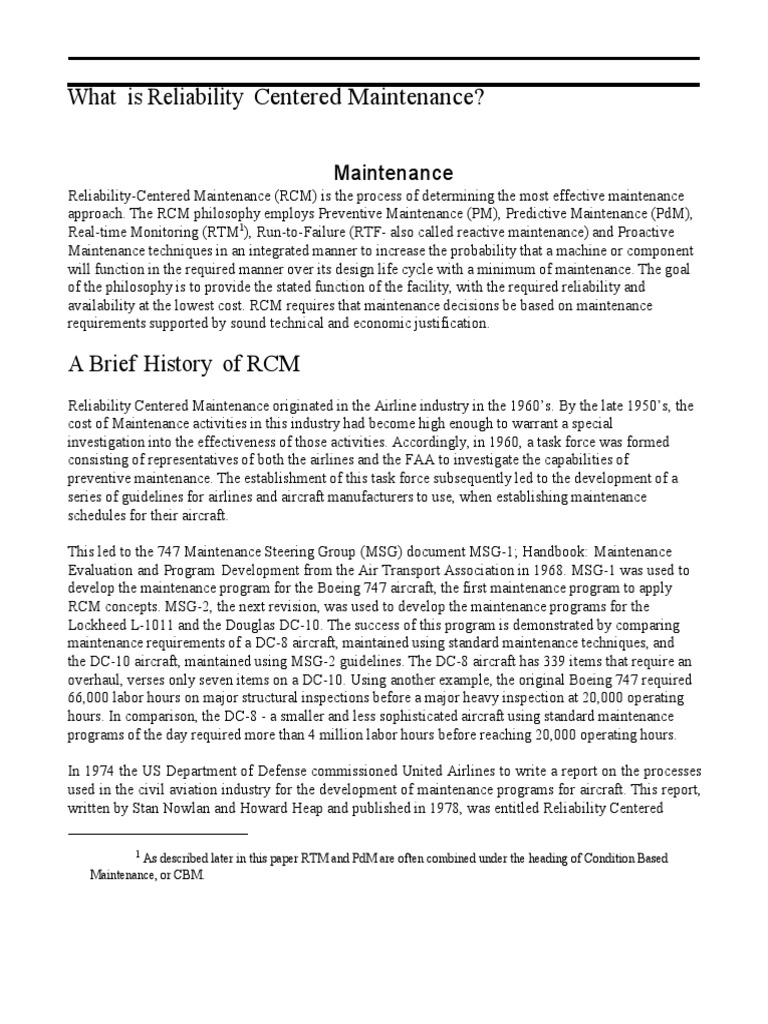 Understanding Reliability Centered Maintenance | PDF | Reliability ...