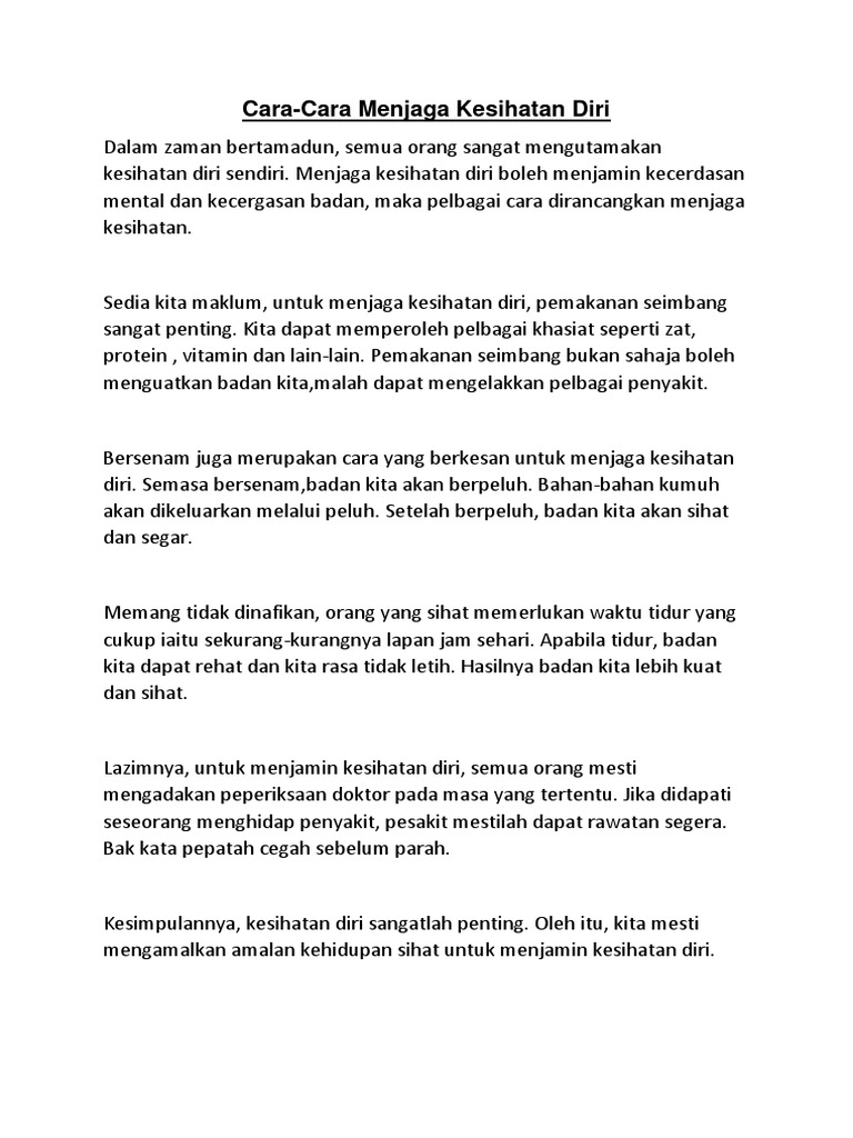 Cara Menjaga Kesihatan Diri Pdf