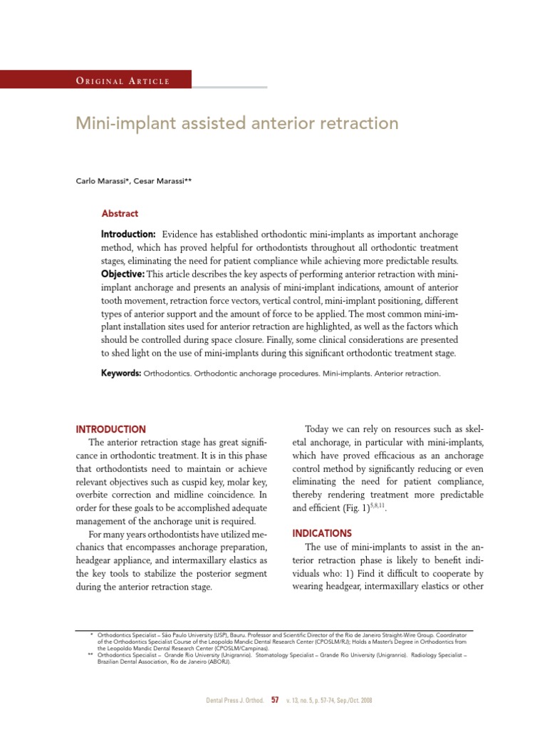 Mini-Implant Anterior Retraction Techniques | PDF | Dental Implant ...