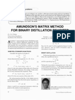 Amundson's Matrix Method For Binary Distillation Revisited