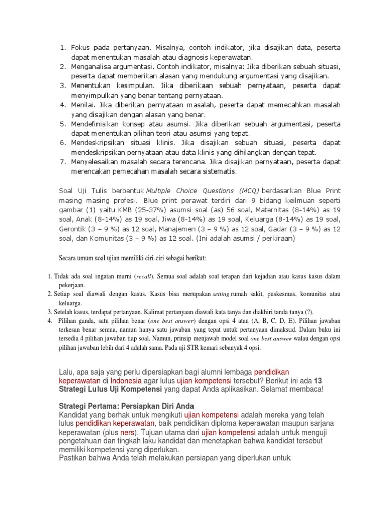 soal uji kompetensi ners 2014