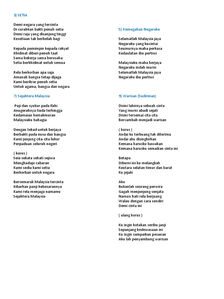 Lirik Lagu Patriotik Pdf